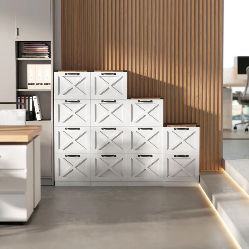 2 Drawer File Cabinet with Silent Slides, Vertical Farmhouse Filing Cabinet Fits Letter/A4 Size Home Office, White
