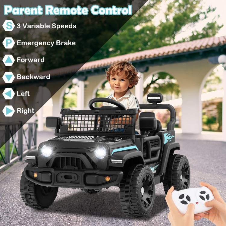 12V Kids Ride on Truck Car Battery Powered Electric Vehicle-Black