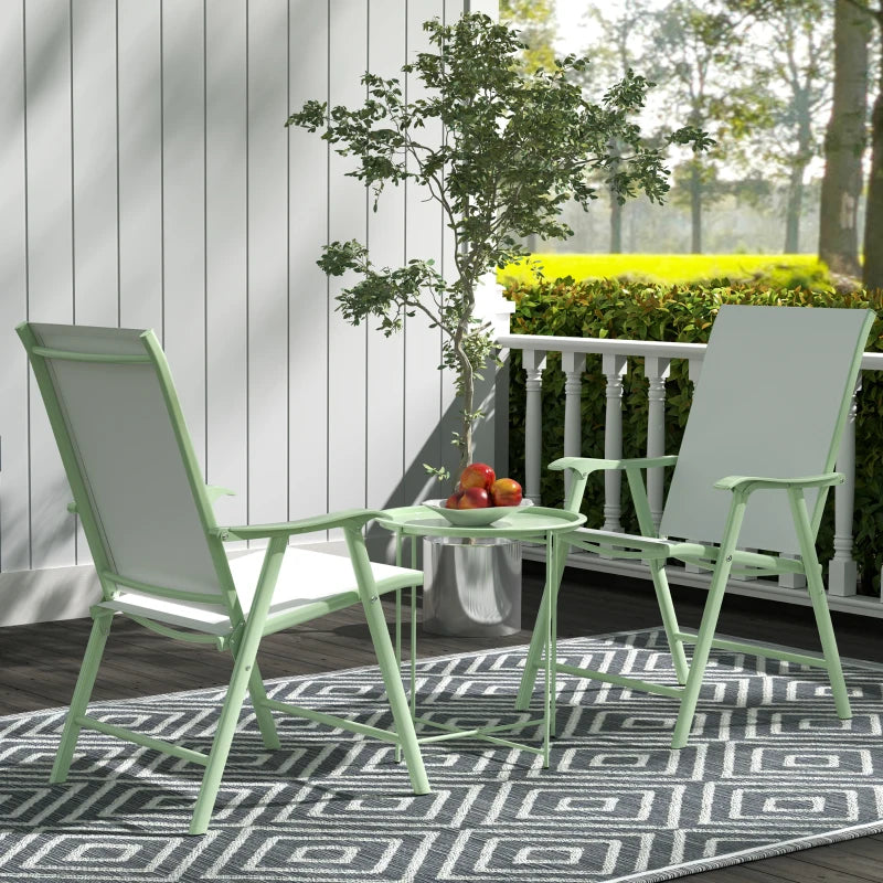 18" Outdoor Side Table with Removable Tray and Folding Legs, Indoor Outdoor for Balcony, Porch, Green