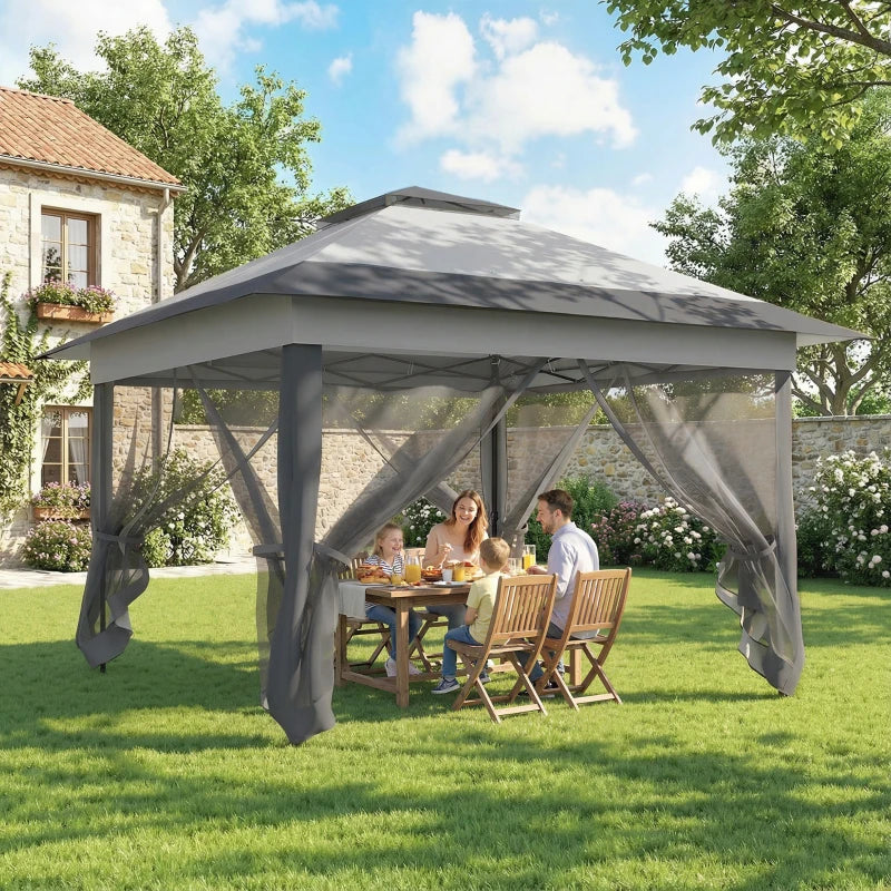 12' x 12' Foldable Pop-up Party Tent Instant Canopy Sun Shade Gazebo Shelter with Steel Frame, Dark Grey