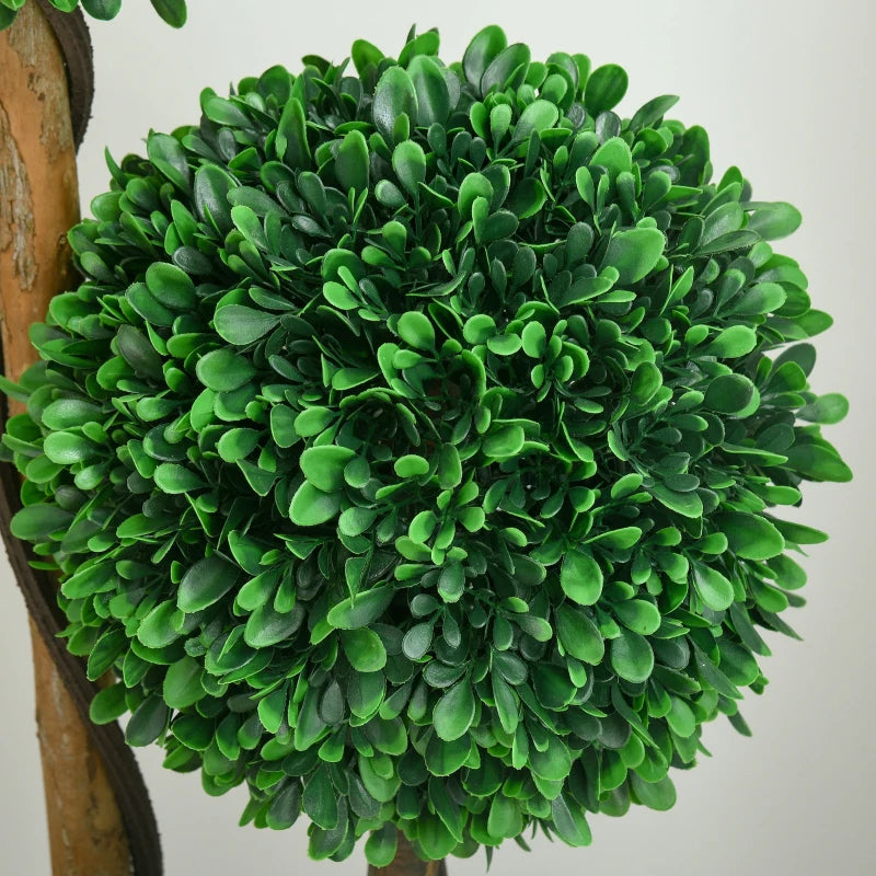 3.6ft Artificial Tree, Triple Ball Boxwood Topiary with Pot and Sandalwood Leaves, for Indoor Outdoor Home