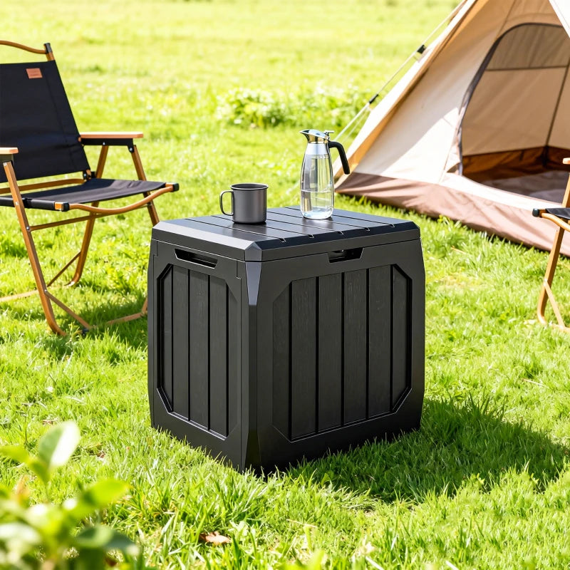 32 Gallon Deck Box, Resin Outdoor Storage Box with Handles, Waterproof and UV Resistant Storage Container