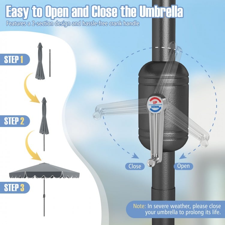 10 Feet Patio Umbrella Outdoor Market Umbrella with Crank Tilt Adjustment-Gray