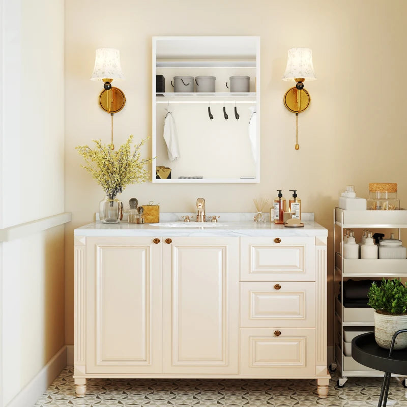 22" x 30" Bathroom Mirror for Wall, Rectangular Mirror for Living Room, Bedroom, Entryway, White