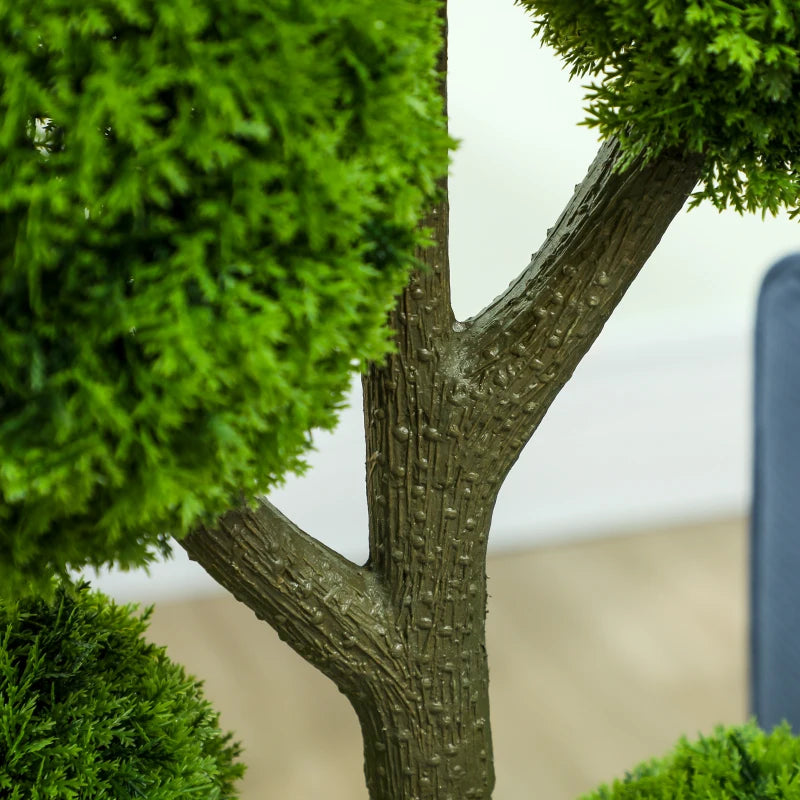 43.3" Artificial Ball Cypress Topiary Tree, Fake Plant in Pot for Indoor Outdoor Living Room Green