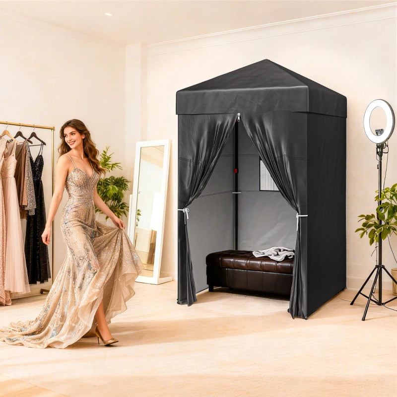 4 x 4 ft Compact Pop Up Canopy Tent, UPF 50+ Changing Room, Portable Instant Privacy Canopy with Mesh Window, Black