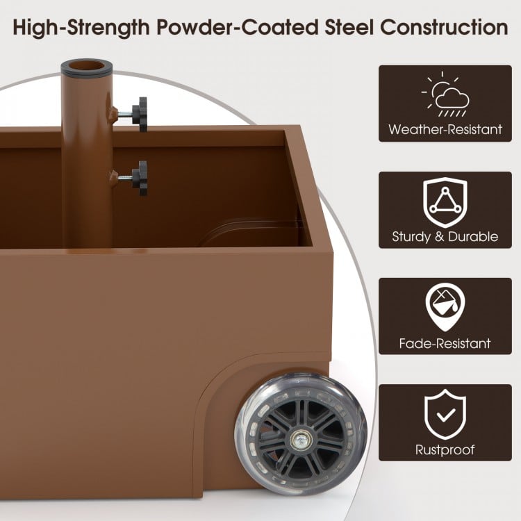 150 Pounds Patio Umbrella Base Stand Wheels Planter Outdoor-Coffee