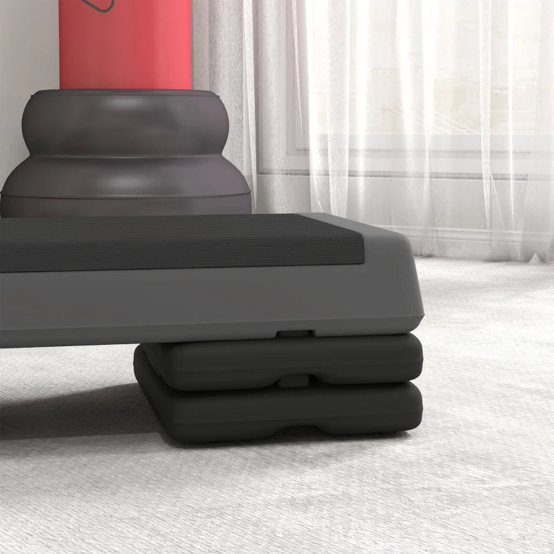 Soozier Adjustable Exercise Step Platform, 3-Level with Risers 4", 6", 8" Aerobic Stepper, 550lbs Weight Capacity, Grey