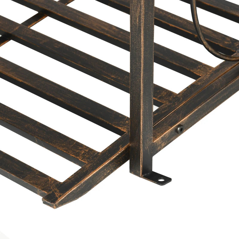 6FT Steel Garden Bridge with Safety Siderails, Decorative Arc Landscaping Bridge for Backyard Creek Stream Pond, Brown