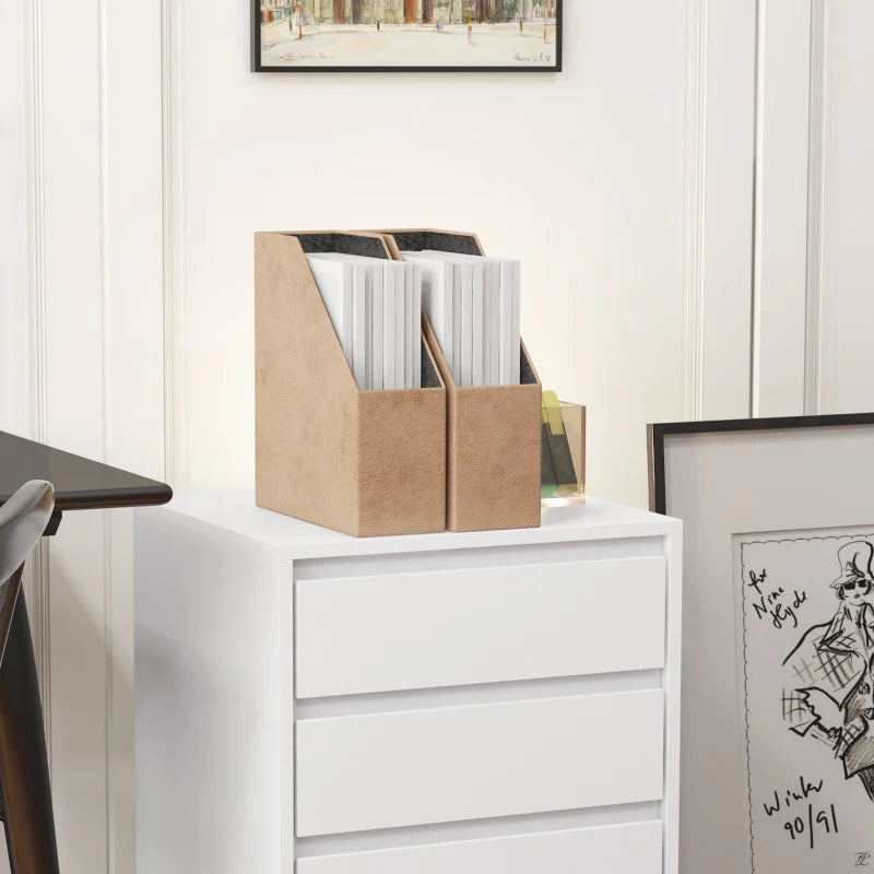 4 Drawer File Cabinet, Vertical Filing Cabinet with Wheels, Modern Printer Stand for Home Office, White