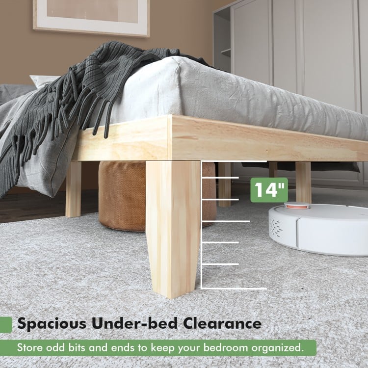 14 Inch King Size Wood Platform Bed Frame-Natural