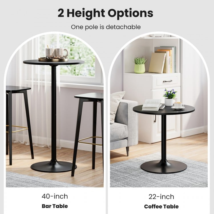 24 Inch Modern Round Cocktail Table with Metal Base and MDF Top-Set of 2