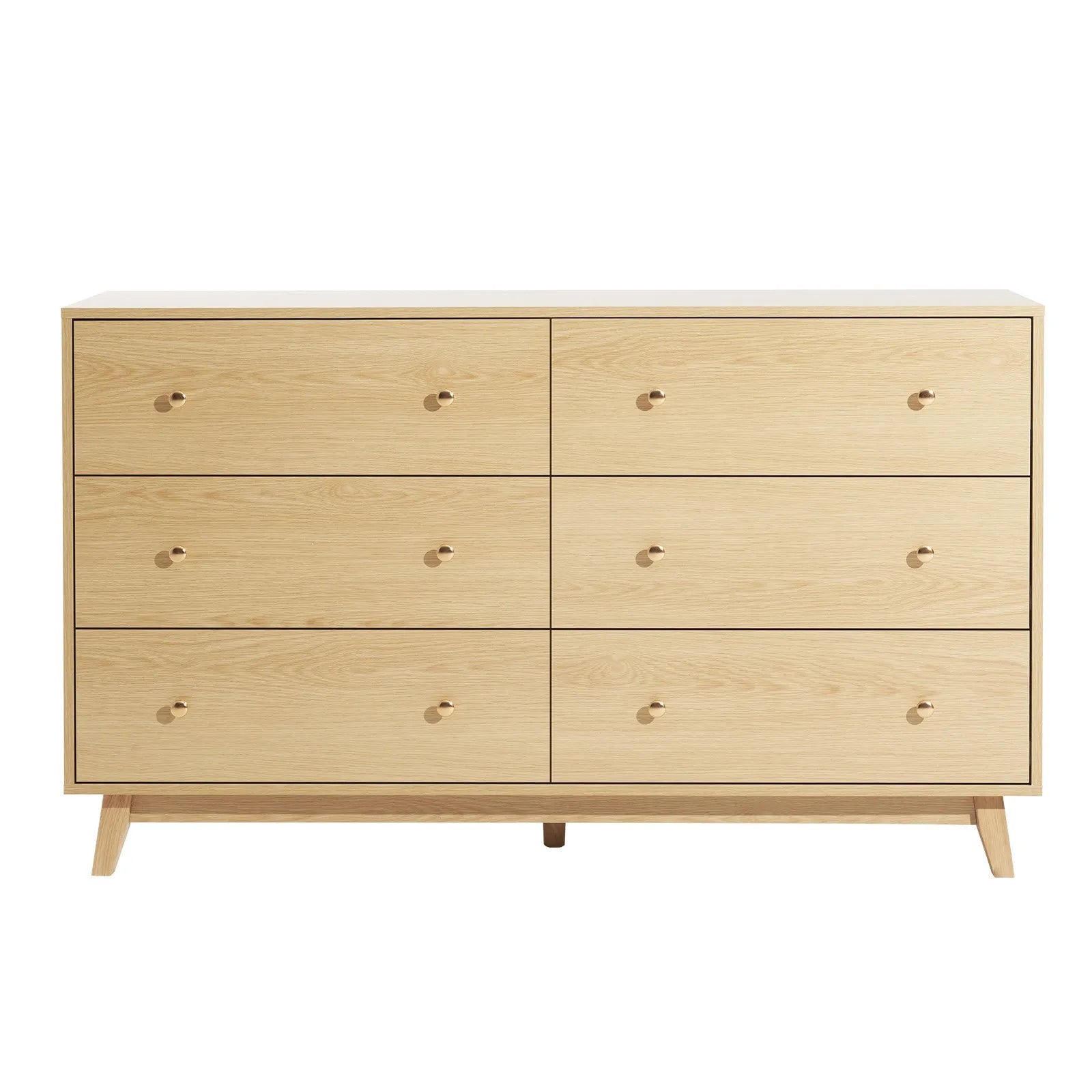 VEVOR 6 Drawer Dresser Wooden Chest of Drawers with Sliding with Anti-tip Device