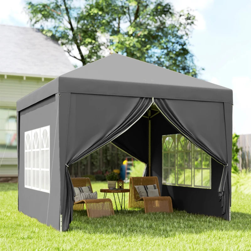 10'x10' Outdoor Pop Up Party Tent Wedding Gazebo Canopy with Carrying Bag (Grey)