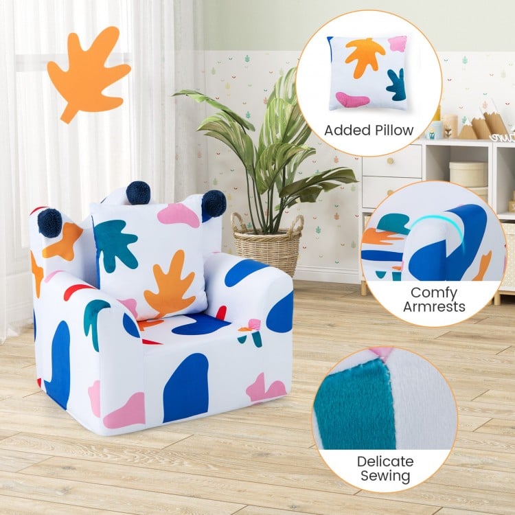 High-density Padding Kids Sofa with Armrest and Extra Pilow-Multicolor