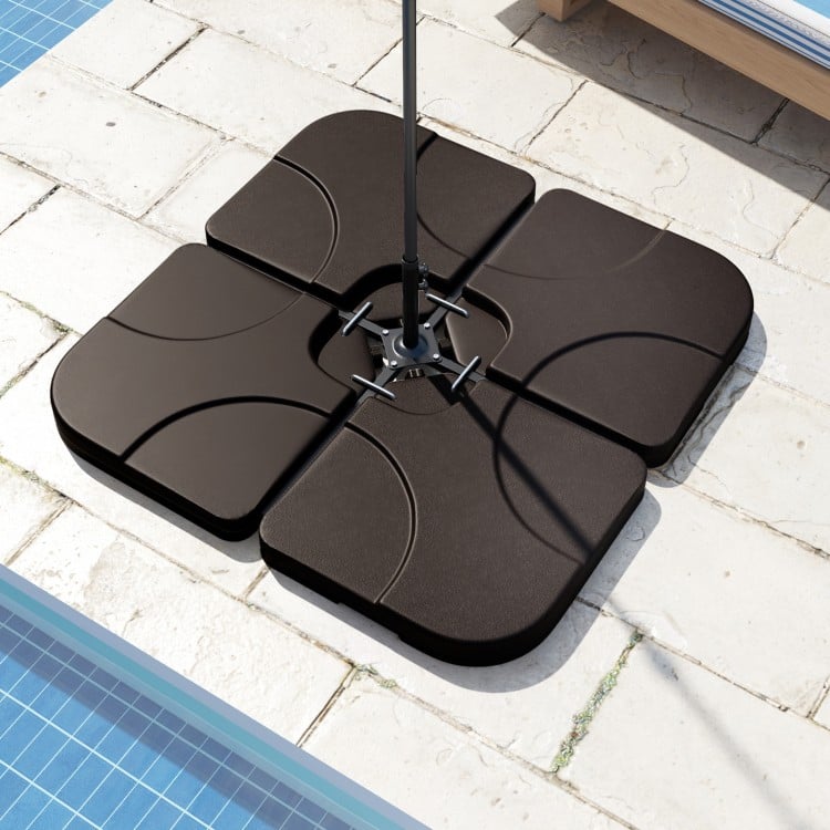 20 Inch Patio Offset Water Filled Plate Umbrella Base Sand-Coffee
