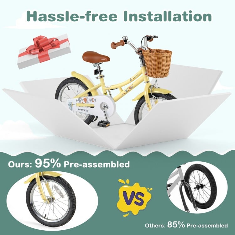 16 Inch Kids Bike Adjustable Bicycle with Reflectors and Bell for Children 4-7 Years Old-16 inches