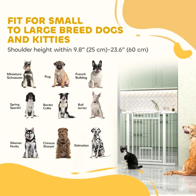 30"-41" Extra Wide Pet Gate with Small Door, 37" H Dog Gate with 3-Inch and 5.5-Inch Extension Kit
