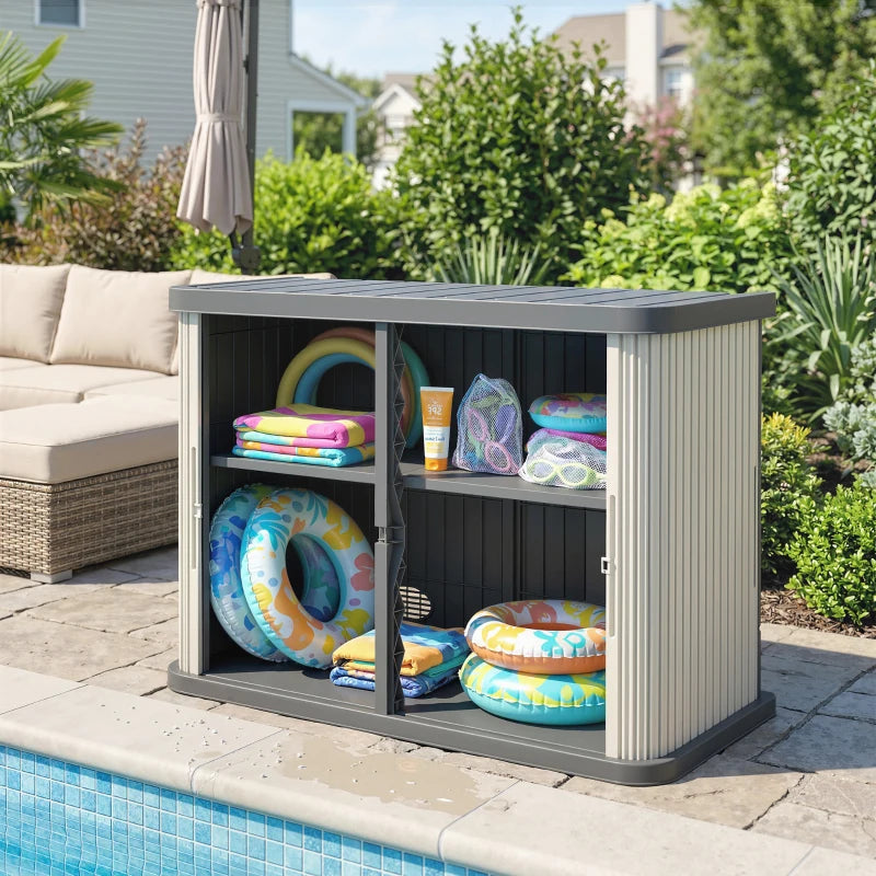 127 Gallon Outdoor Storage Box, UV Resistant Garden Storage Container for Patio, Porch, Poolside, Light Brown