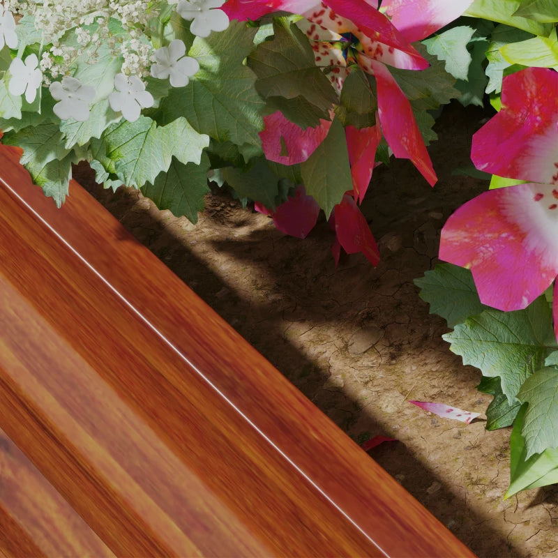 2' x 2' x 1' 2-Pieces Raised Garden Bed w/ Galvanised Steel Frame for Vegetables Flowers Herbs, Dark Brown Wood Effect