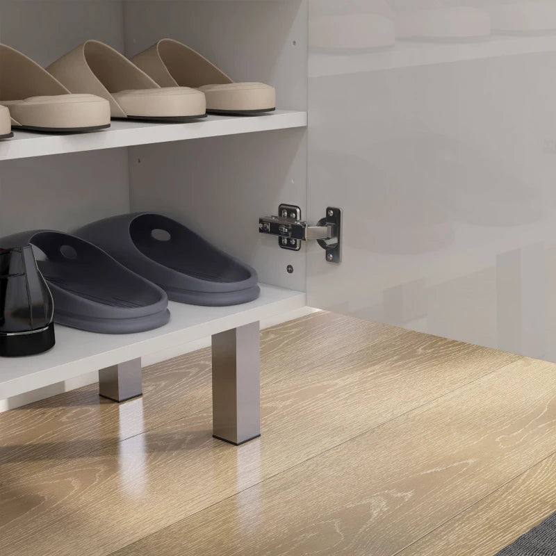 Shoe Cabinet, Shoe Storage Cabinet with Soft-Close Hinges and Adjustable Shelves, Holds 15-20 Pairs, High Gloss White