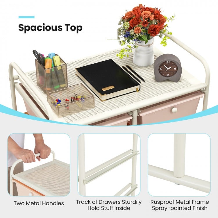10-Drawer Rolling Storage Cart-Multicolor