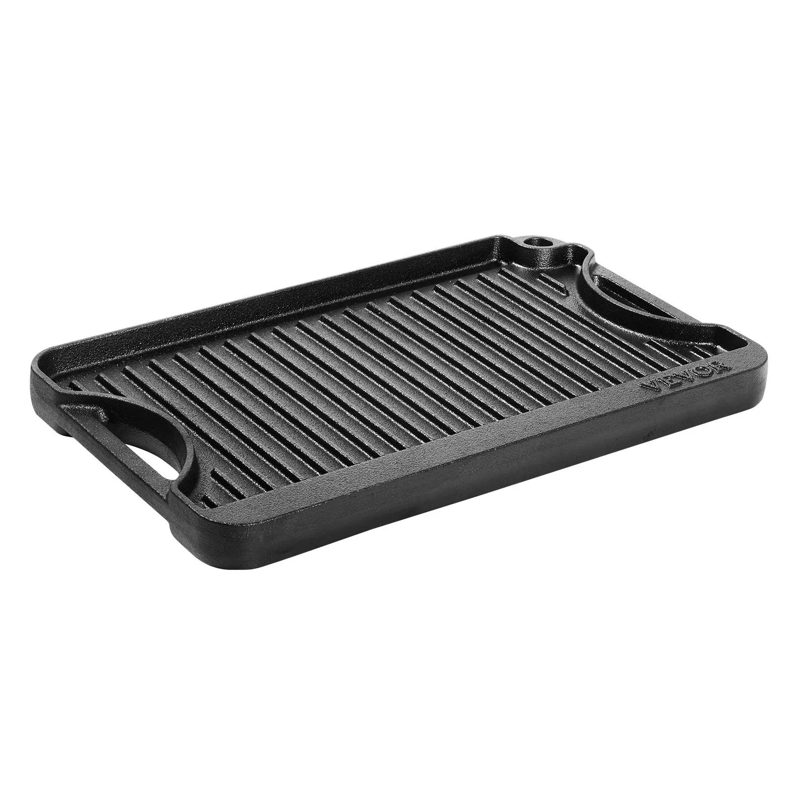 VEVOR 14x8.5 in Reversible Grill Griddle Pre-Seasoned BBQ Pan Cast Iron Black