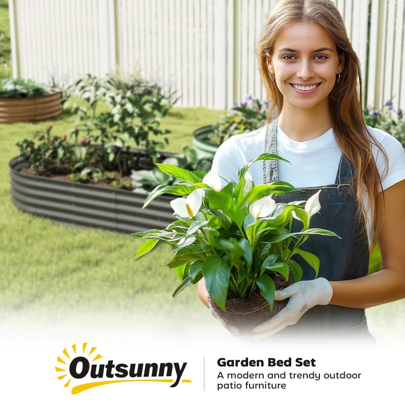 7' x 3' x 1' Large Outdoor Planter Box, Galvanized Raised Garden Bed with Metal Plant Stake, Dark Grey