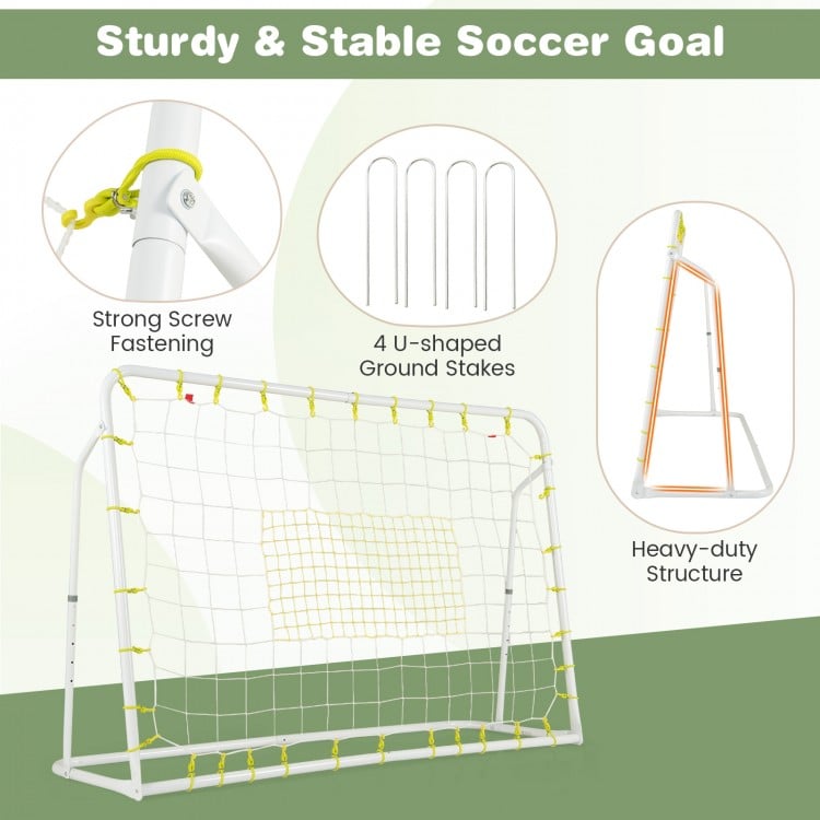 2-in-1 Kids Soccer Rebounder and Soccer Goal with Adjustable Height-White