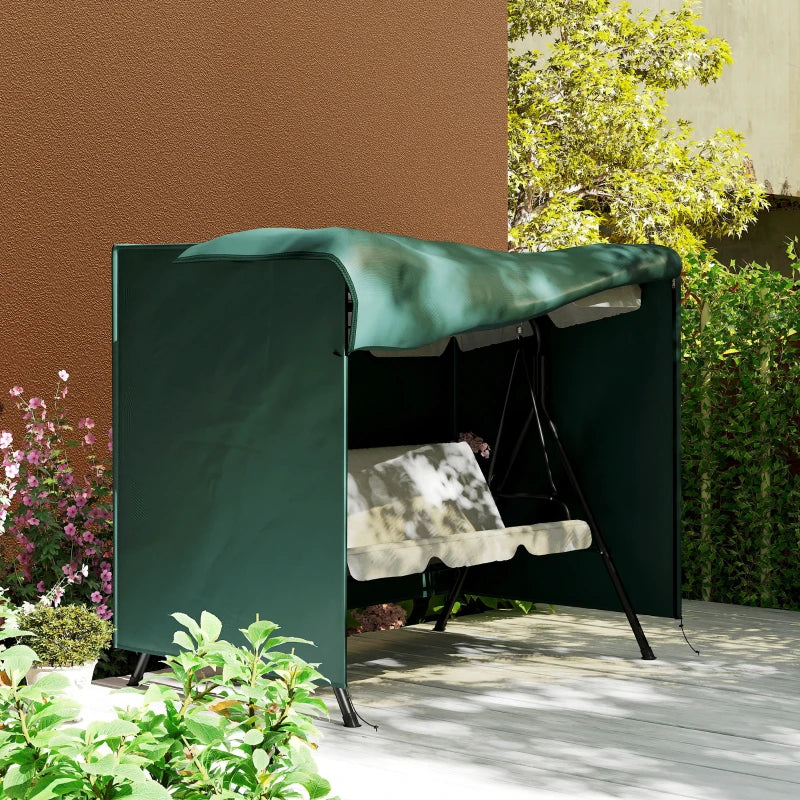 3-Seater Patio Swing Cover, Outdoor Garden Furniture Protection Hammock Glider Cover, 81" x 49" x 65", Dark Green