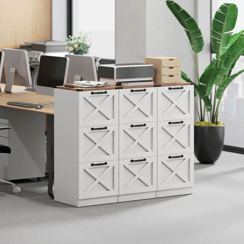 3 Drawer File Cabinet with Silent Slides, Vertical Farmhouse Filing Cabinet Fits Letter/A4 Size Home Office, White