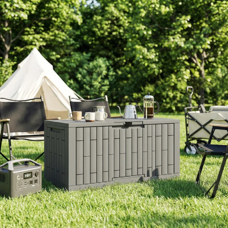 120 Gallon Resin Deck Box, Lockable Outdoor Storage Box, Splash-Resistant & UV Resistant Patio Storage Container