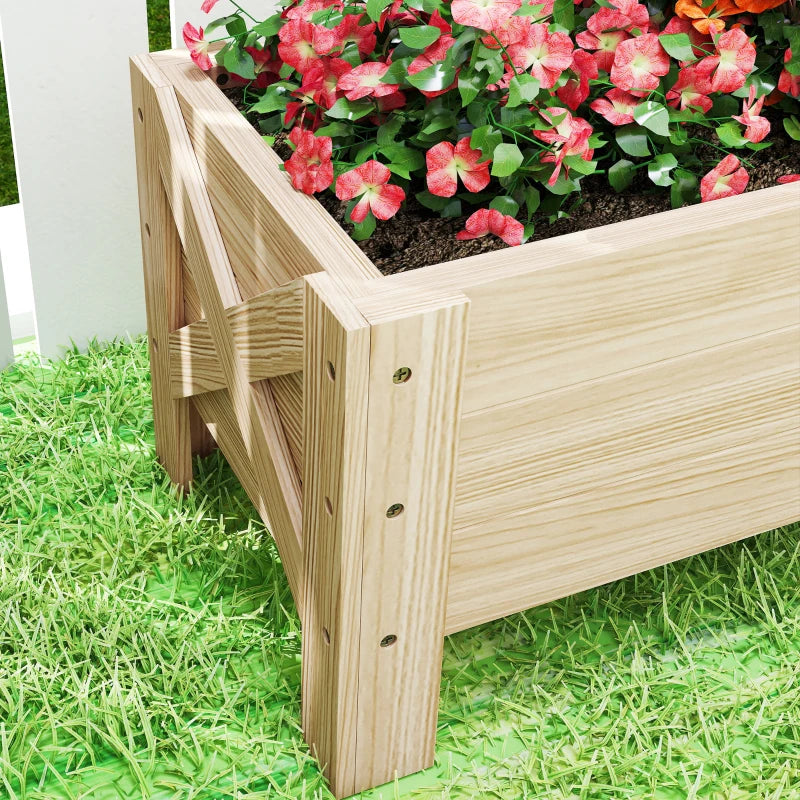 3.3 x 1.2 x 1.2 ft Garden Raised Bed Planter Grow Containers for Outdoor Patio Plant Flower Vegetable Pot, Natural