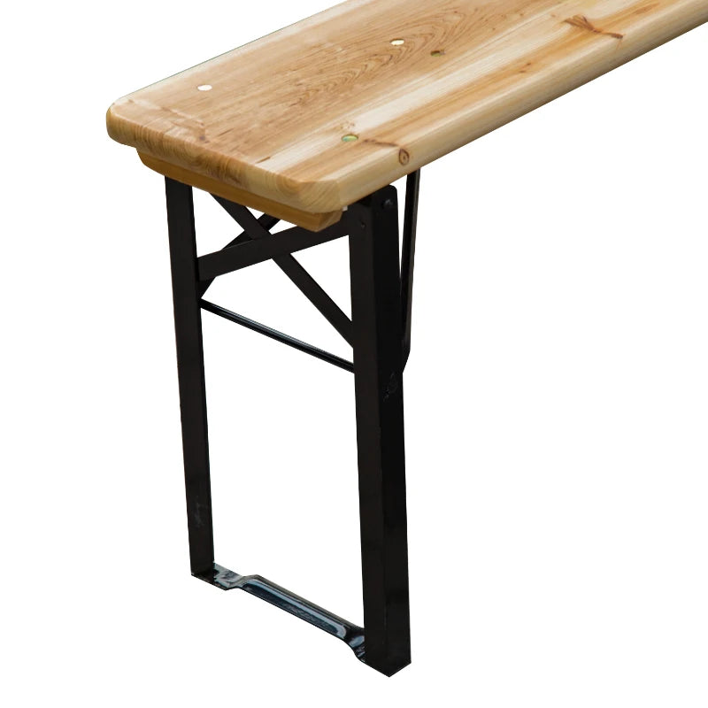 3 Pieces Folding Picnic Table Set, Portable Folding Picnic Table and Benches with Steel Frame for Garden, Park, Natural Wood