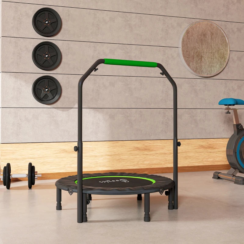 Soozier 40" Foldable Mini Fitness Trampoline, with Adjustable Foam Handle, Green