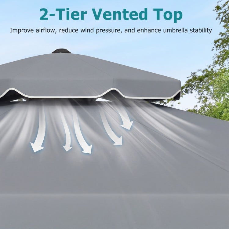 10 Feet Patio Umbrella with Push Button Tilt and Crank-Gray
