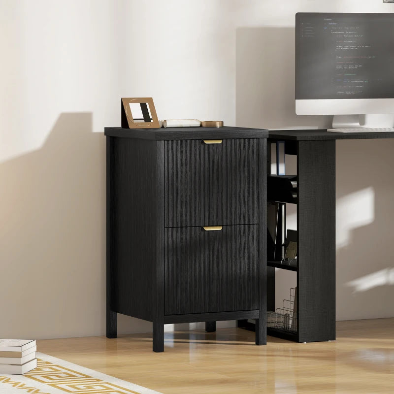 2 Drawer File Cabinet with Silent Slides, Vertical Modern Filing Cabinet Fits Letter/A4 Size Home Office, Black
