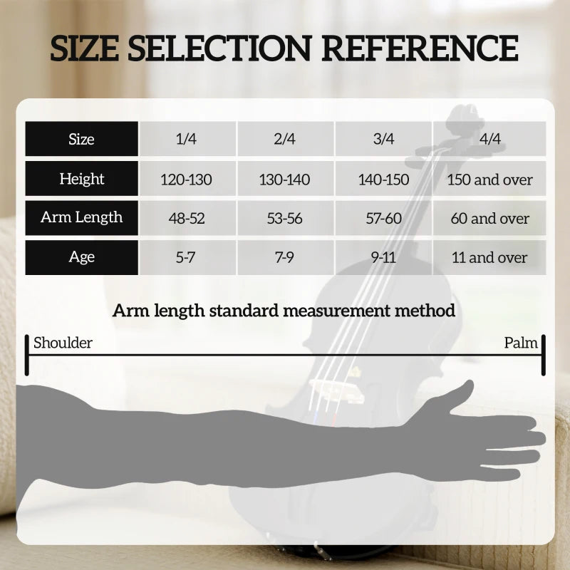 4/4 Full Size Violin, Wood Acoustic Violin Set for Beginners, Adults, with Case, Rosin, Shoulder Rest, Black
