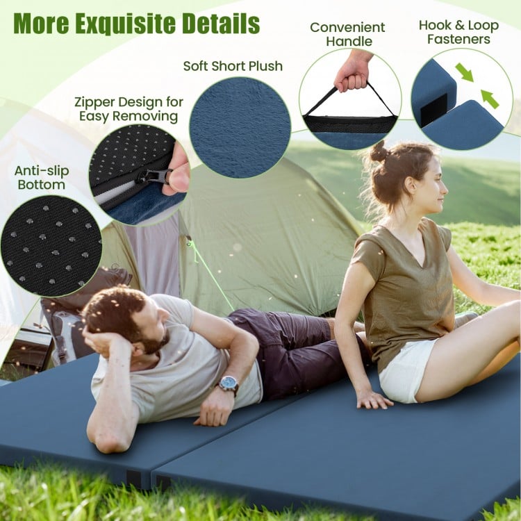 Indoor outdoor Sleeping mat with High density foam Cushion and Carrying Bag-Navy