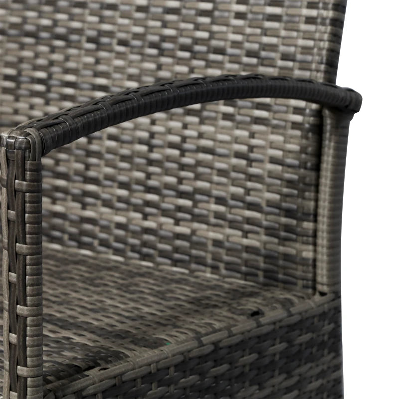 4 Pieces Patio Furniture Sets with A Loveseat, Two Armchairs and A Coffee Table, Outdoor Conversation Set with Glass Top Table, Grey PE Rattan and Cream White Cushions