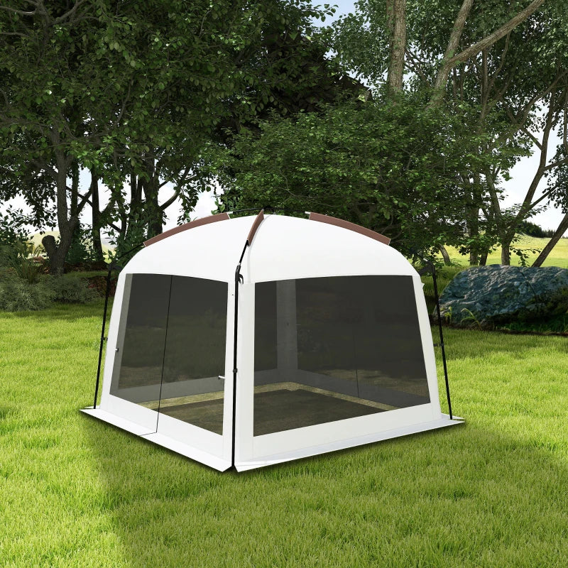 10' x 10' Screen Tent, UV50+ Protection Outdoor Screen House with Carry Bag & Ground Stakes, Fits 6-8 People, White
