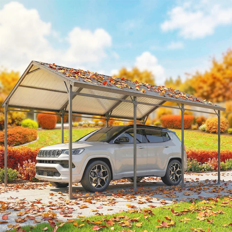 10 x 15ft Metal Carport, Heavy-Duty Carport Canopy with Reinforced Steel Frame & Roof, All-Weather Protection