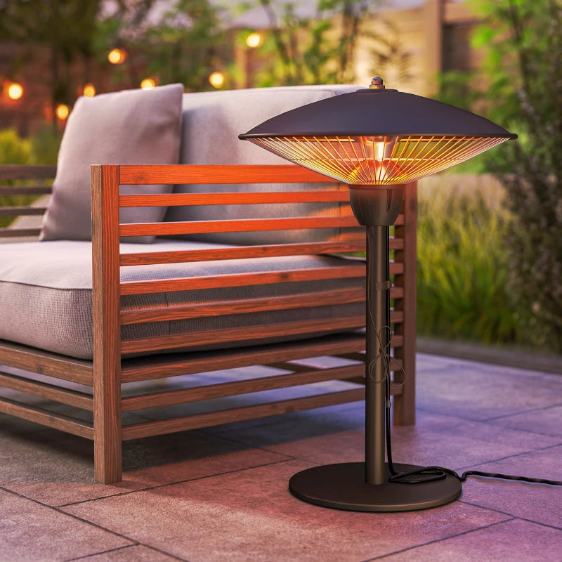 1500 W Electric Patio Heater with Tip-Over Protection, Outdoor Heater with Pull Switch, Black