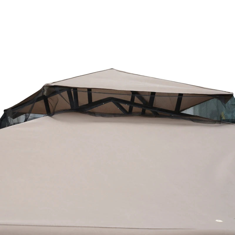 10' x 10' Patio Gazebo Outdoor Pavilion 2 Tire Roof Canopy Shelter Garden Event Party Tent Steel Frame, Brown
