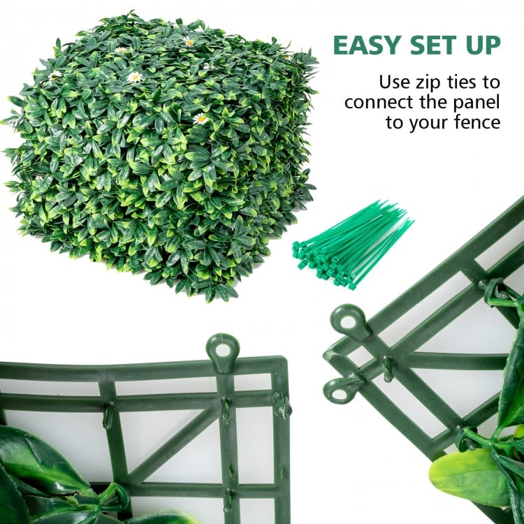 12 Pieces 20 x 20 Inch Artificial Daisy Hedge Plant Privacy Fence Hedge Panels