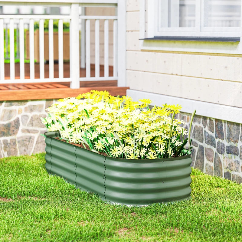 4.9 x 2 x 1ft Galvanized Raised Garden Bed Kit, Metal Planter Box with Safety Edging, Green