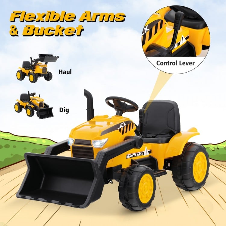 12V Kid's Ride on Excavator with Adjustable Digging Bucket-Yellow