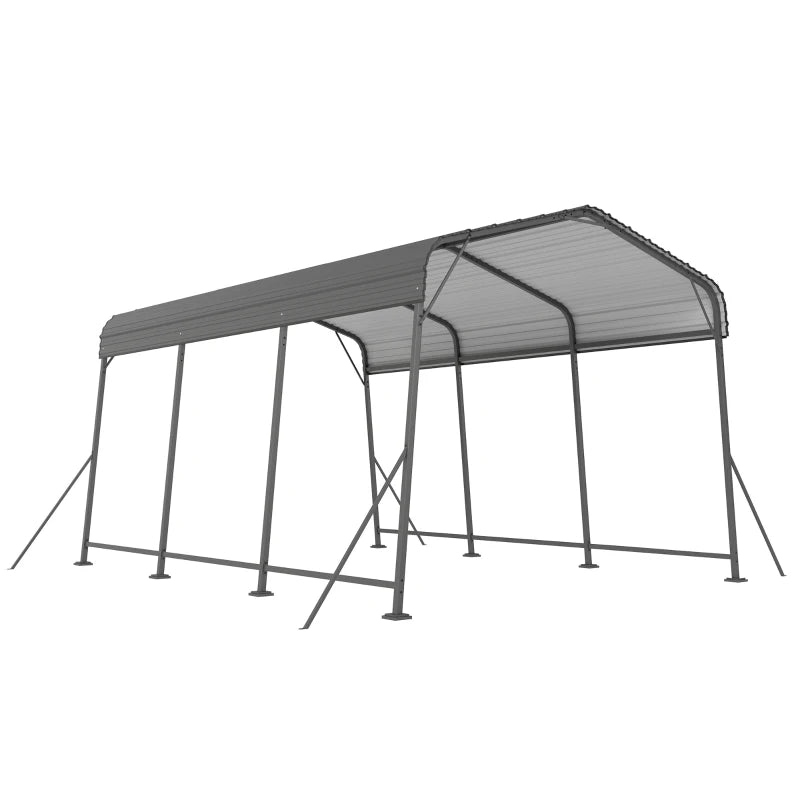 11 x 15FT Metal Carport, Heavy-Duty Carport Canopy with Reinforced Frame & Galvanized Steel Roof, Dark Grey