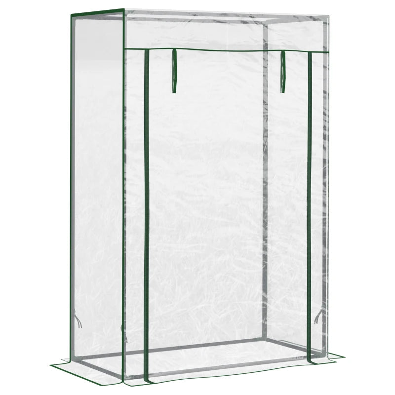40"L x 20"W x 59"H Walk-in Garden Greenhouse with Steel Frame Outdoor Hot House Tomato Plant Warm House w/ Roll up Door, Plastic Cover, Clear
