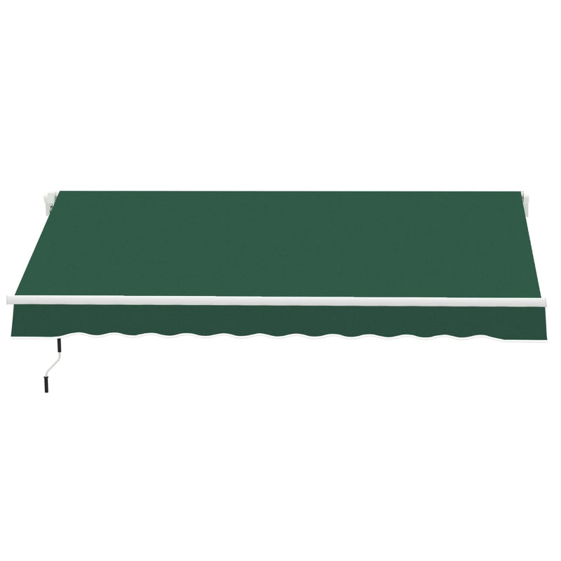 12' x 8' Retractable Awning Patio Awnings Sun Shade Shelter with Manual Crank Handle, UV & Water-Resistant Fabric and Aluminum Frame for Deck Balcony Yard, Green